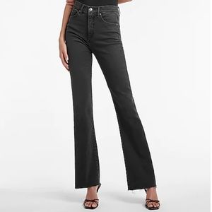 High Waisted Black Raw Hem Bootcut Jeans - Express NWT